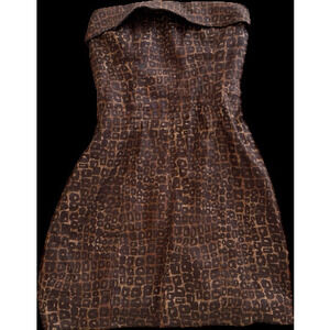 Reformation Strapless brown patterned mini dress
